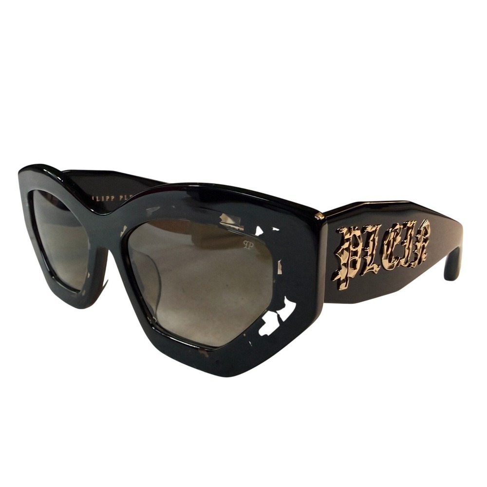 Philipp Plein Supreme Star Sunglasses 55mm Black Cat Eye SPP099M Box Case NWT